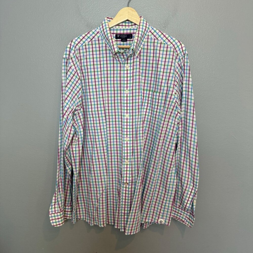 DANIEL CREMIEUX classics bright colorful plaid business shirt size XL